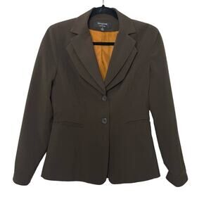 SIGNAUTRE Larry Levine Blazer Jacket Long Sleeve Academia Office Siren Brown 4